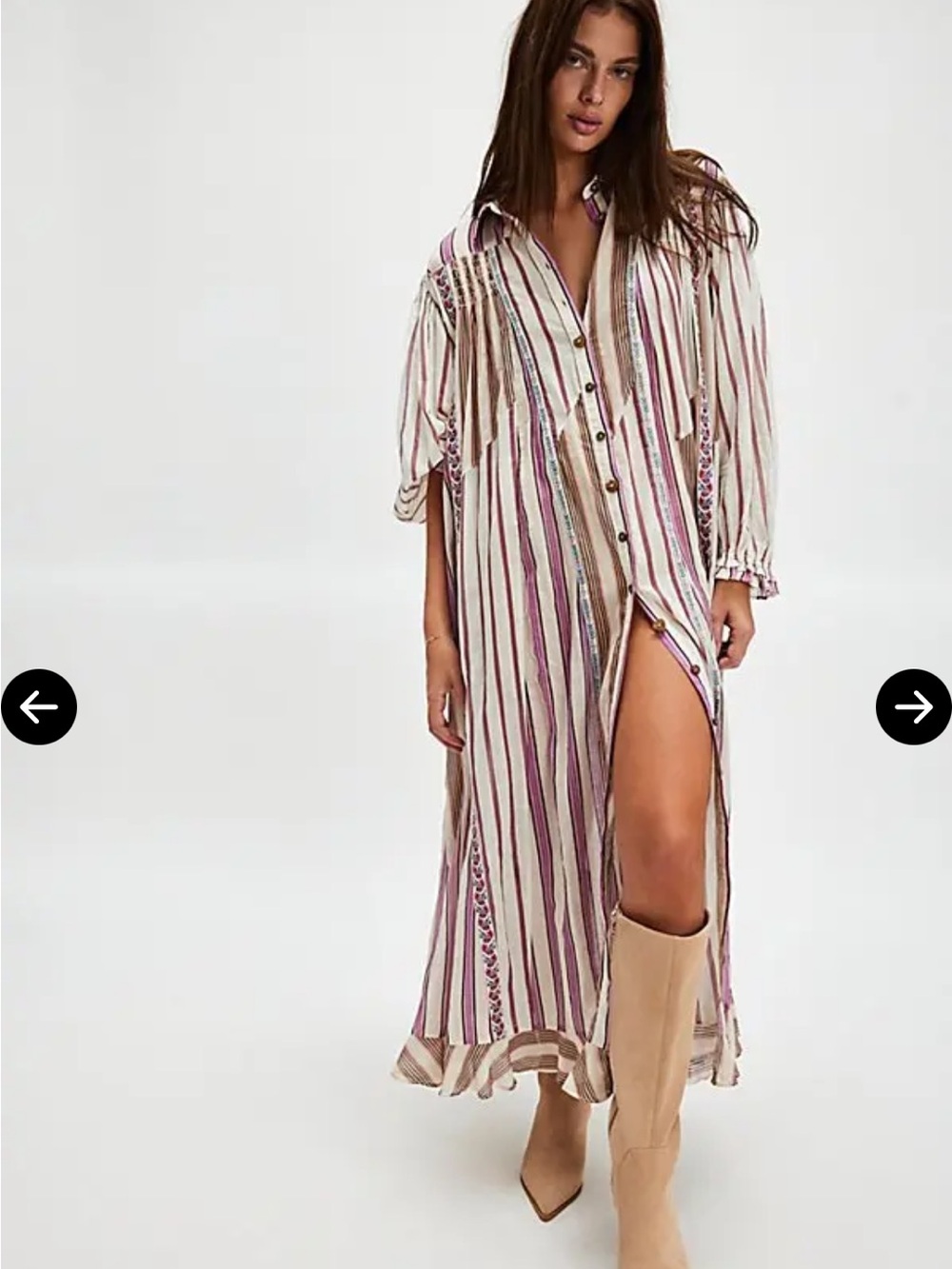 EUC Free People Sweet Dreams Cream & Purple Striped Maxi Dress. Size XS/S combo - Picture 2 of 8